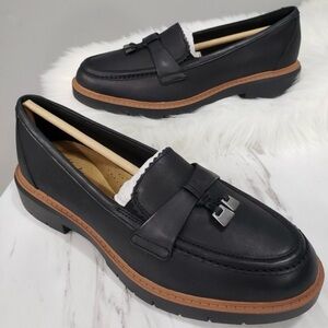 NEW NO BOX SIZE 8.5 Womens Clarks Westlynn Bella Loafer Black Leather Slip On